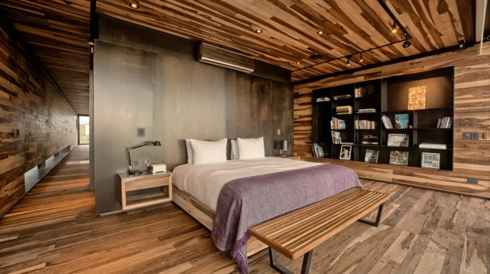 Wooden wall design for bedroom