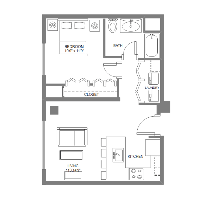 Small one bedroom apartment design