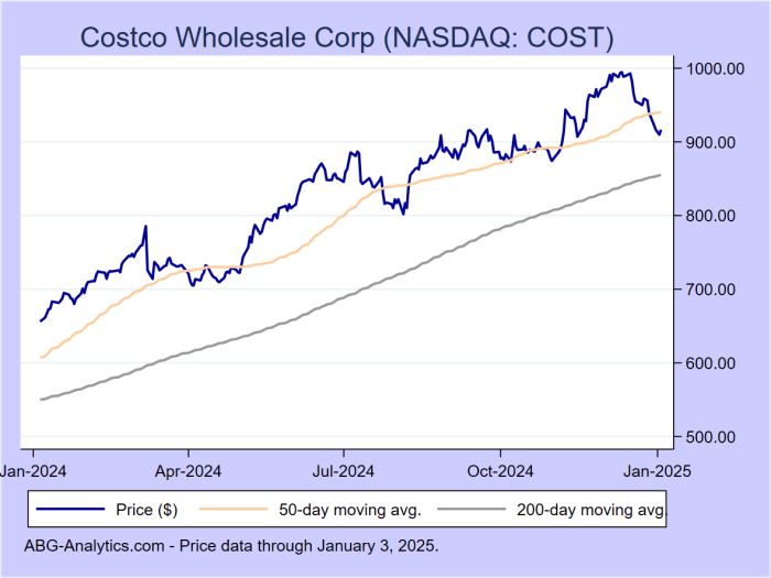 Costco stock price prediction 2025